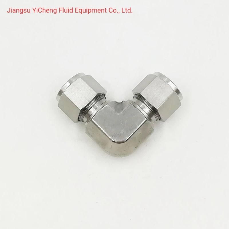 SS316 3000 Psi 1/4 Od Equal Double Ferrule Elbow Stainless Steel Hydraulic Tube Fittings for Water