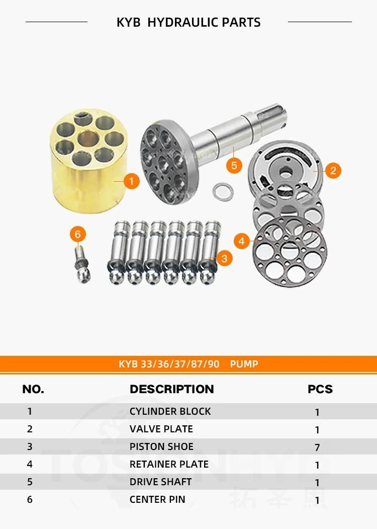 Kyb 33/36/37/87/90 Kyb33 Kyb36 Kyb37 Kyb87 Kyb90 Hydraulic Pump Parts with Kayaba Spare Repair Kit