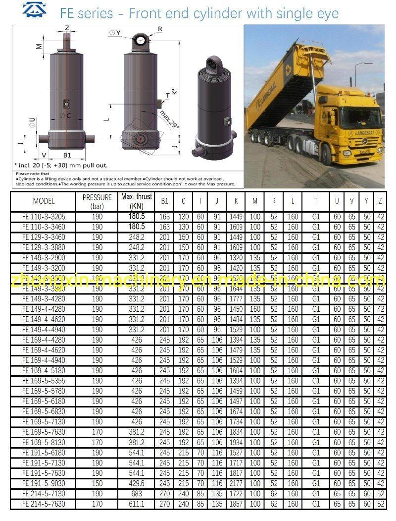 Multistage Hydraulic Telescopic Cylinder for Dump Truck and Tipper Trailer