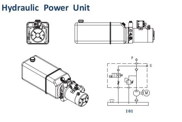 12V DC Double Acting, Double Solenoid Hydraulic Power Pack with 4.5L Tank