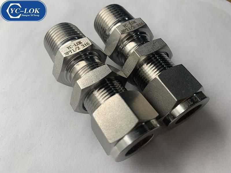 YC-BMC Stainless Steel Bulkhead Male Connector Straight Hydraulic Tube Fittings