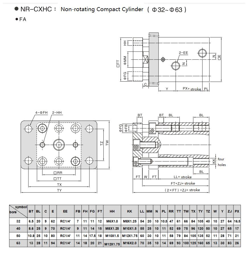 Jufan Non-Rotating Compact Cylinder - Nrcxhc-50