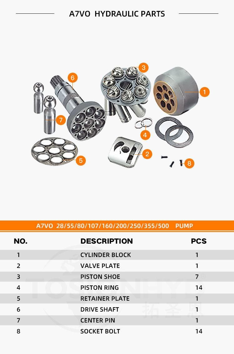 A7vo160 A7vo200 Hydraulic Motor Parts with Rexroth Spare Repair Kits
