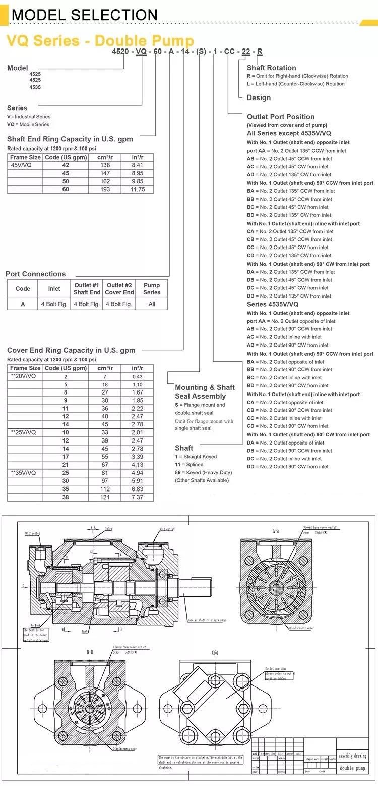 3G4095 4t0508 6u8013 9j5050 9j5055 9j8201 3520vq Hydraulic Vane Pump for Cat Loader