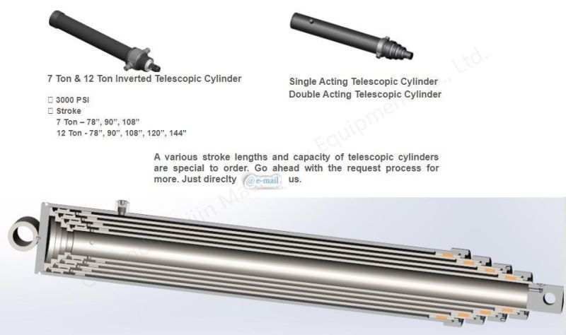 Standard/Custom Made Inverted Telescopic Hydraulic Cylinder Single Acting/Double Acting Telescopic Cylinder Tie Rod/Welded Hydraulic Cylinder
