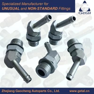 45&deg; Elbow 7/8-14 Unf Pipe to Beaded Hose Hydraulic Fittings