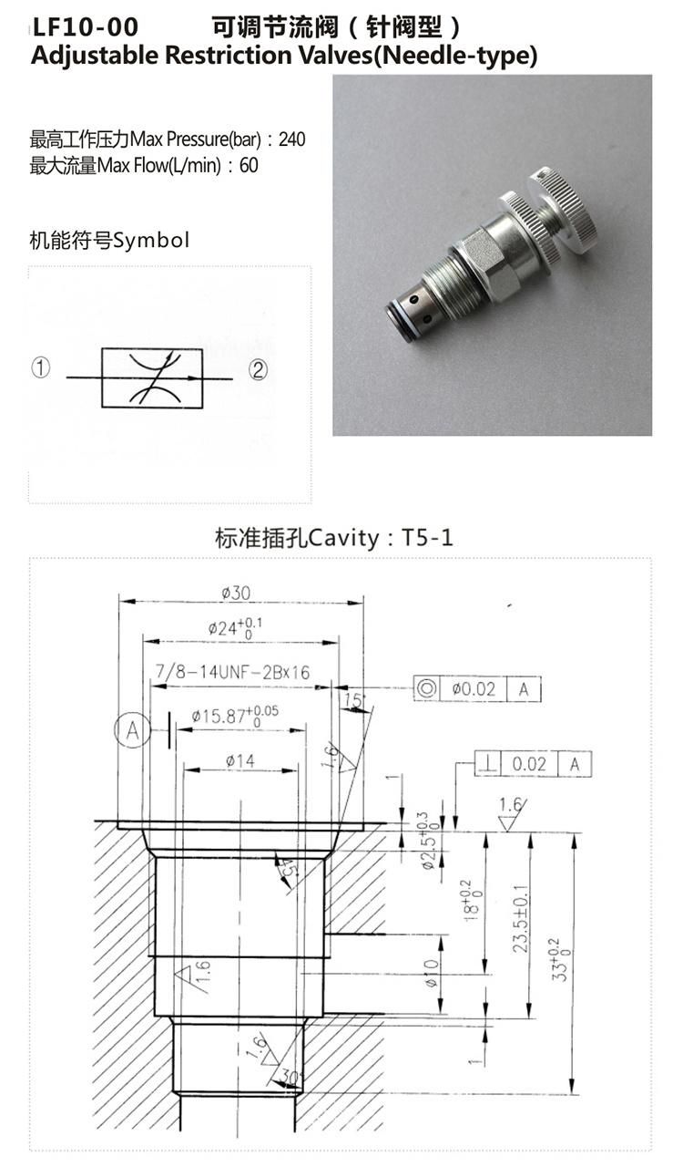 LF10-00 hydraulic directly operated pressure release control valve Threaded Cartridge Valve Poppet Type Valve