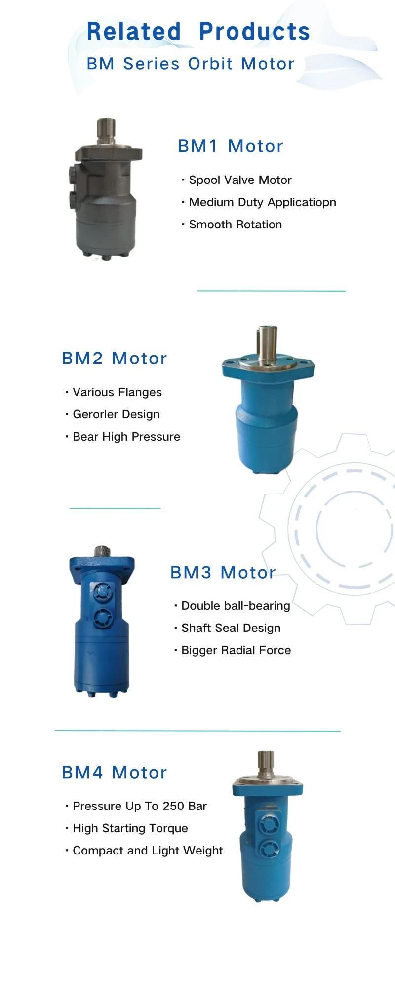 Bm6-195 Bm6-245 Small 4 Hole Straight Shaft Hydraulic Wheel Motor for Agricultural Machinery