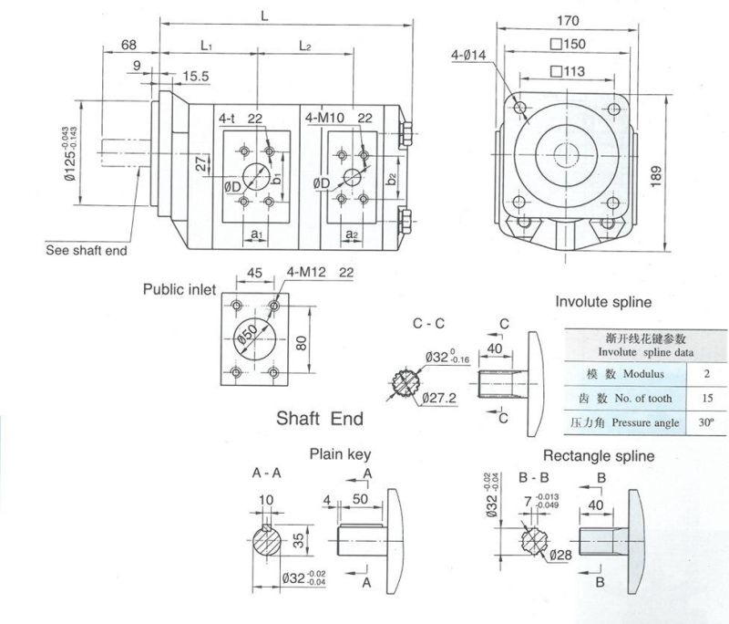 High Pressure Hydraulic Double Gear Oil Pump Cbz2/2