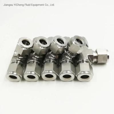 SS316 3000 Psi 1/4 Od Equal Double Ferrule Tee Hydraulic Tube Fittings for Water