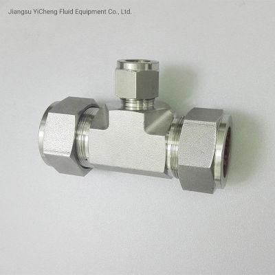 Stainless Steel Pipe Od 12 Double Ferrule Hydraulic Tube Fittings Stainless Steel Reducing Tee