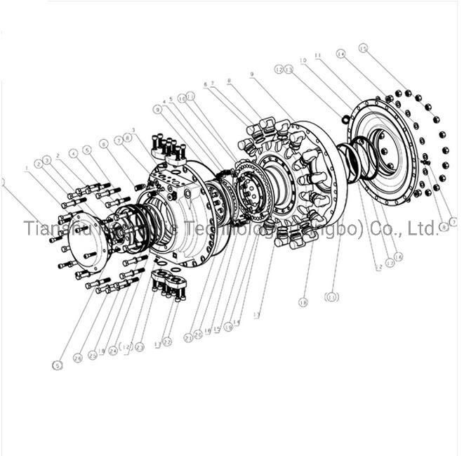 Rexroth Radial Piston Hydraulic Motor Hagglunds Motor Low Speed High Torque Motor for Injection Molding Machine and Winch Anchor Motor.