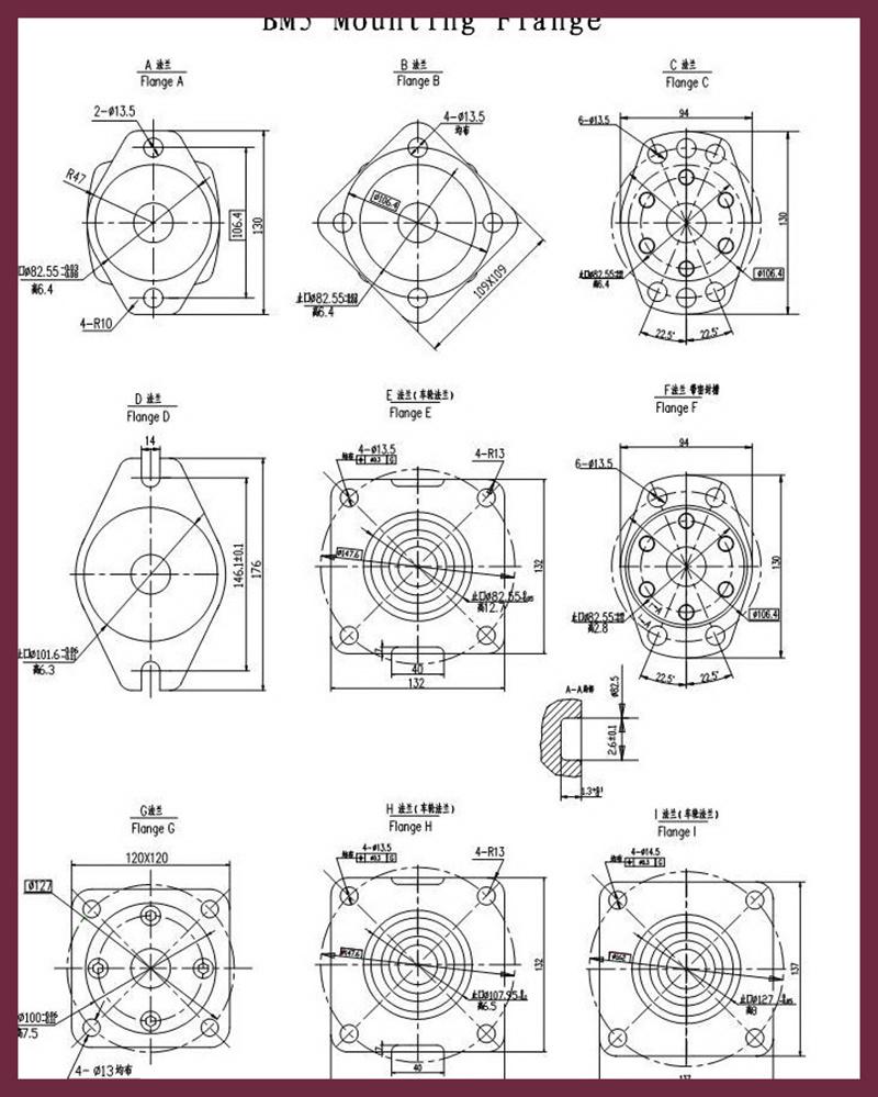 2 Holes Flange Hydraulic Orbit Motors Repalace with Danfoss (OMS) 2000 (2K) G1/2 Oil Port G1/4 Drain Port