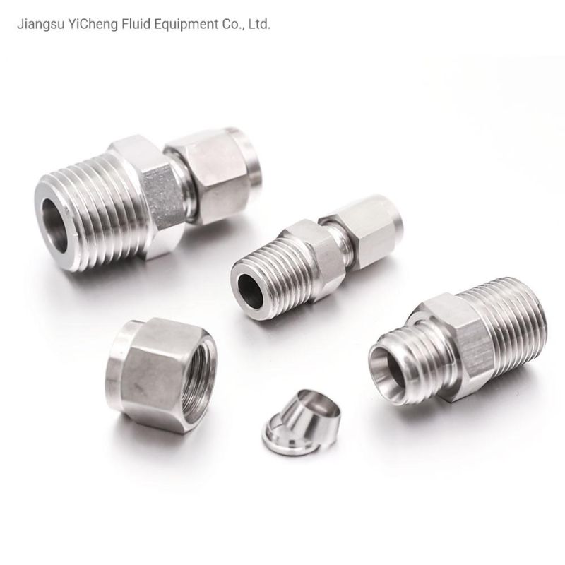 Yc-Lok SS304 Stainless Steel Union Double Ferrule Stainless Steel Connectors Hydraulic Tube Fittings for Instrument Gauges