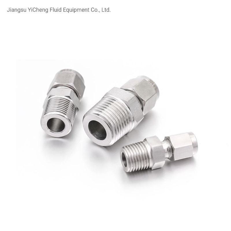 SUS 304 1/8 1/4 3/8 1/2 NPT BSPT Male Thread X Inch Tube Od Pipe Compression Connector Hydraulic Tube Fittings