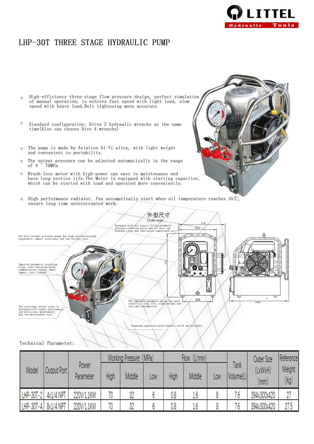 Lhp-30t Three Stage Hydraulic Pump for Hydraulic Wrench Sales by Manufacturer