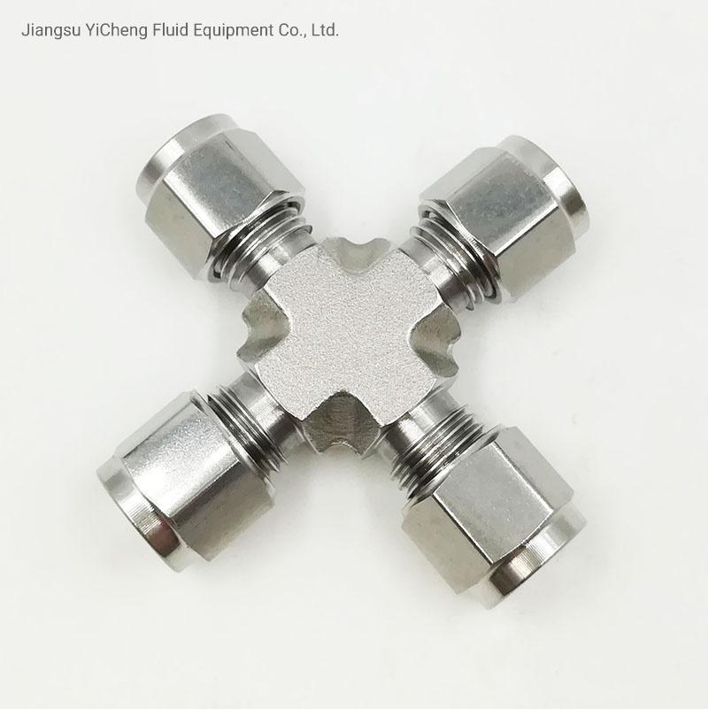 Hydraulic Tube Fittings & Pipe Fittings 316 Ss Strainless Steel Cross Union Can Combination Swagelok