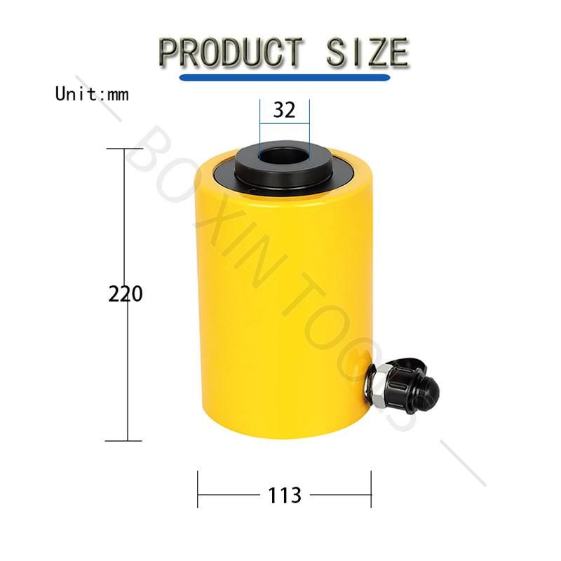 30 Ton 100mm Stroke Single Acting Hydraulic Hollow Plunger Cylinder