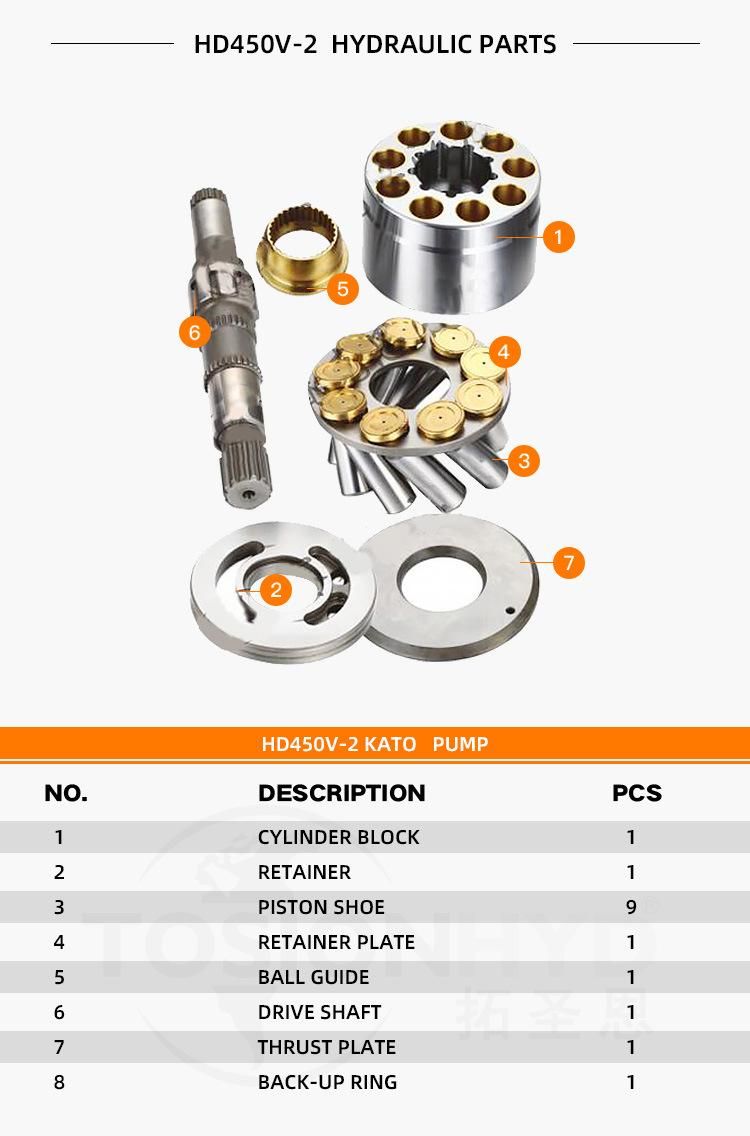 HD450V-2 Excavator Hydraulic Pump Parts with Kobelco Kato Spare Repair Kits