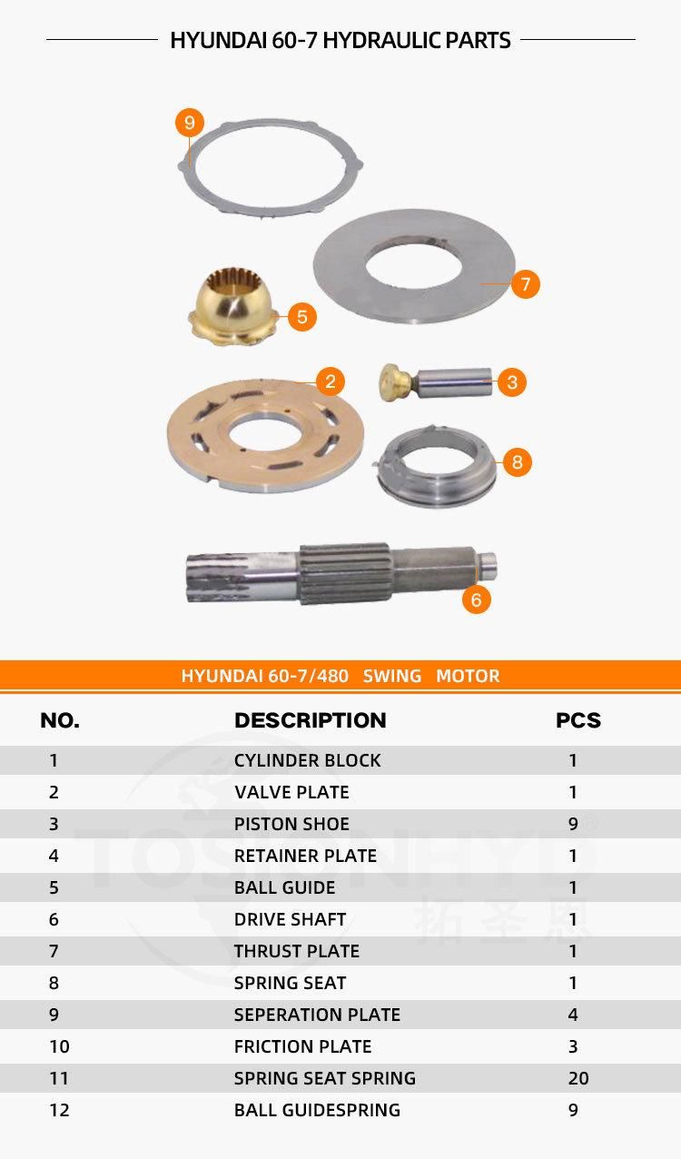 Hyundai 60-7 480 Excavator Hydraulic Swing Motor Parts Spare Repair Kits