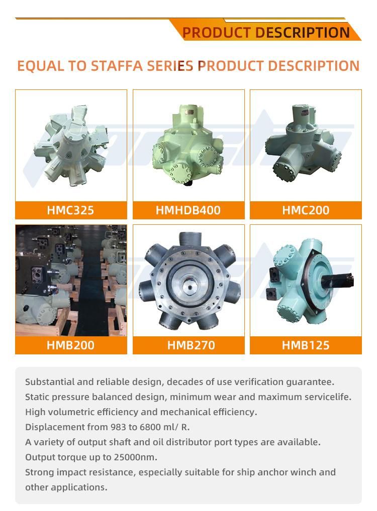 Staffa Hydraulic Motor Hmhdb125 Large Torque with Low Speed for Injection Molding Machine/Marine Deck Machinery/Construction Machinery/Coal Mine Machine