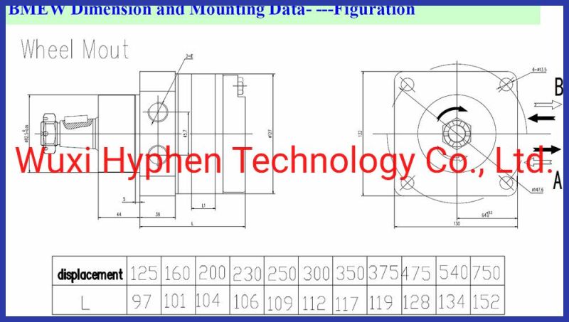 Agriculture Machine Parts Hydrulic Motor 125-750ml/Rev 4holes