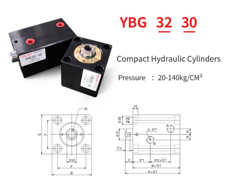 Ybg Series Double-Acting Block Compact Short Stroke Hydraulic Cylinders China