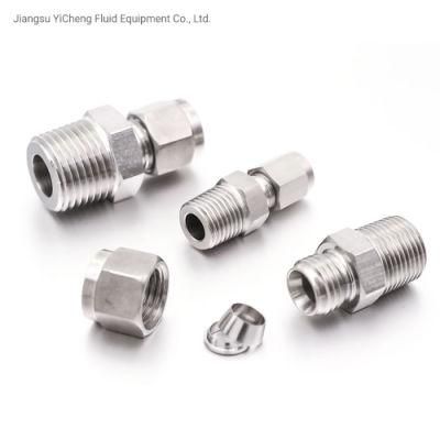 SS316 Stainless Steel Twin Ferrules Electroplated Hexageon Union Hydraulic Tube Fittings