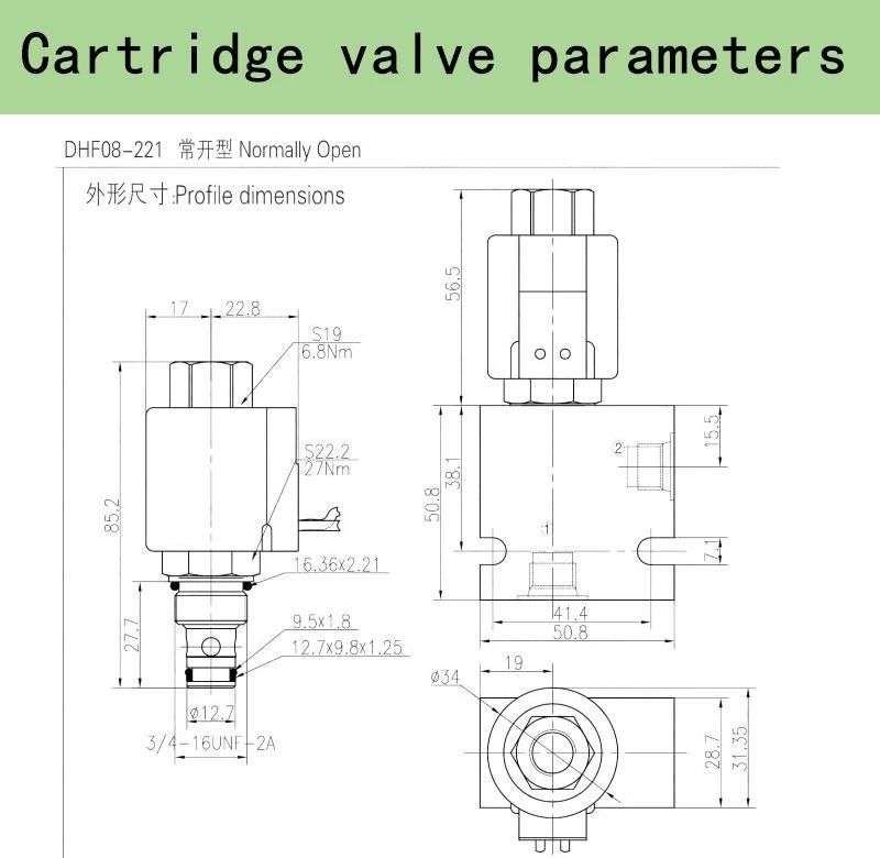 Hot Sales Hydraforce Dhf08 Series of Dhf08, 2 Way 2 Position, Spool Type Solenoid Cartridge Valve