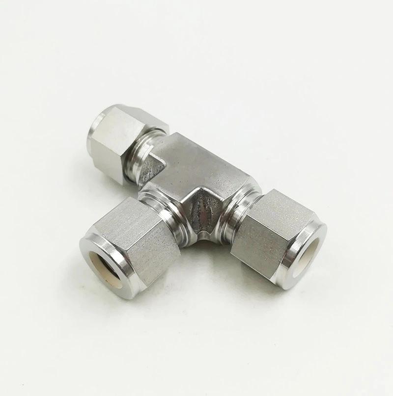 SS304 3000 Psi 1/4 Od Equal Double Ferrule Tee Hydraulic Tube Fittings