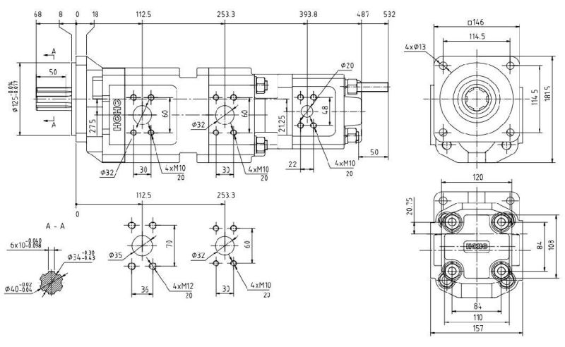 High Pressure Hydraulic Triple Pump Cbgtg-100/63/50-Bfh