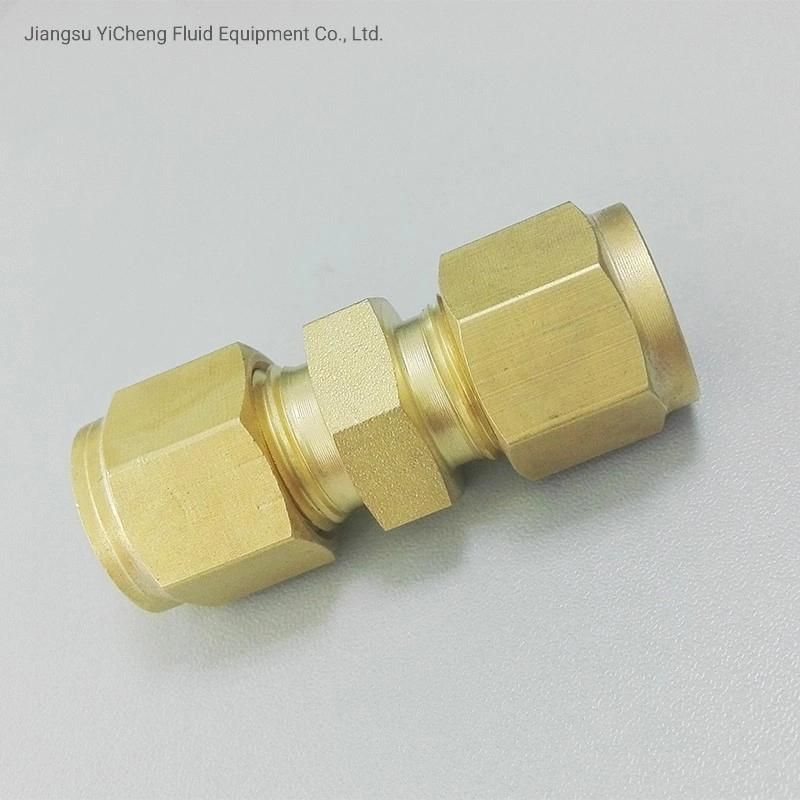 Male Thread Hexagon Equal Double Ferrule Compression Brass Hydraulic Tube Fittings