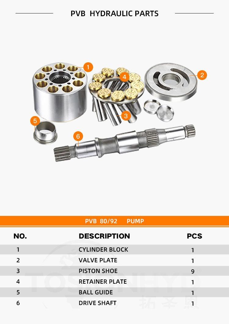 PVB 80/92 PVB80 PVB92 Excavator Hydraulic Pump Parts with Toshiba Spare Repair Kit Parts