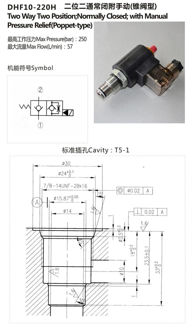 DHF10-220H Poppet-Type, 2-Way, Normally Closed Solenoid-Operated On/Off Valve