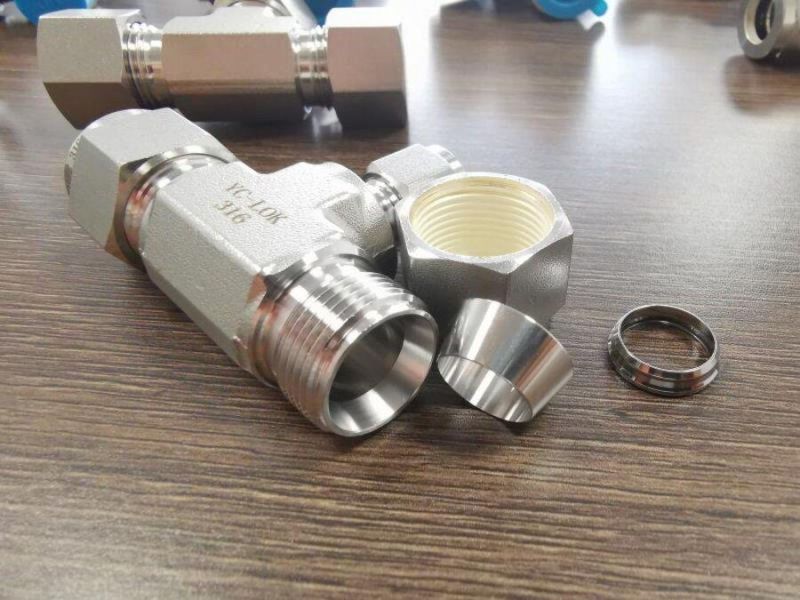 SS316 Stainless Steel Twin Ferrules Electroplated Hexageon Union Hydraulic Tube Fittings