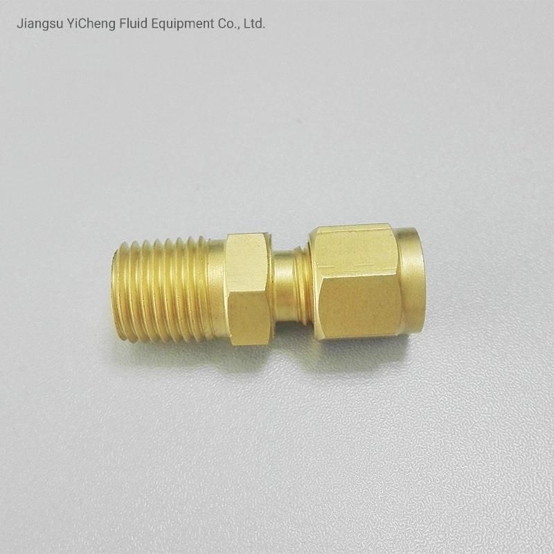 Male Thread Hexagon Equal Double Ferrule Compression Brass Hydraulic Tube Fittings