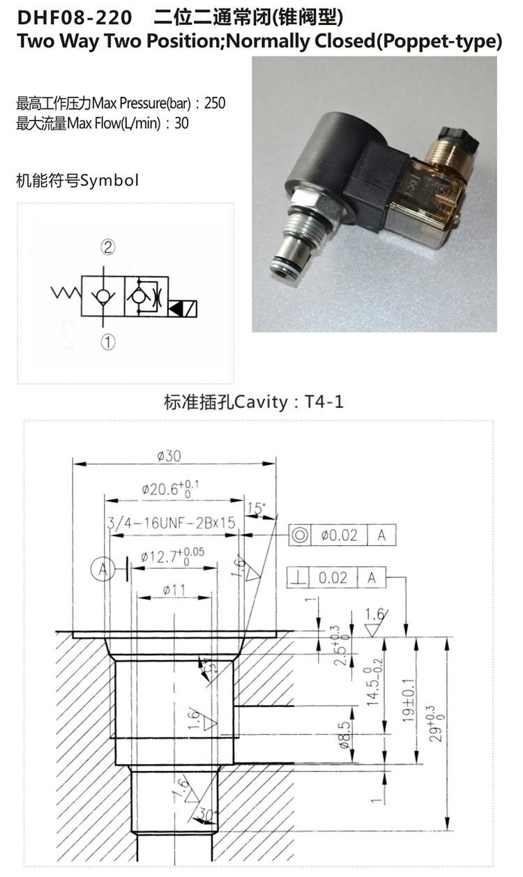 Dhf08-220 Hydraulic Poppet Type Cartridge Valve
