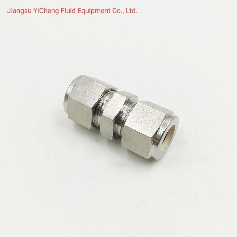SS316 3000 Psi 1/4 Od Equal Double Ferrule Straight Stainless Steel Hydraulic Tube Fittings Made in China