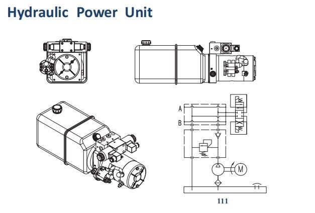 12V DC Double Acting Hydraulic Power Pack with Solenoid Valves