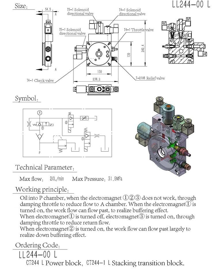 LL244 L-001 hydraulic power pack system block valve