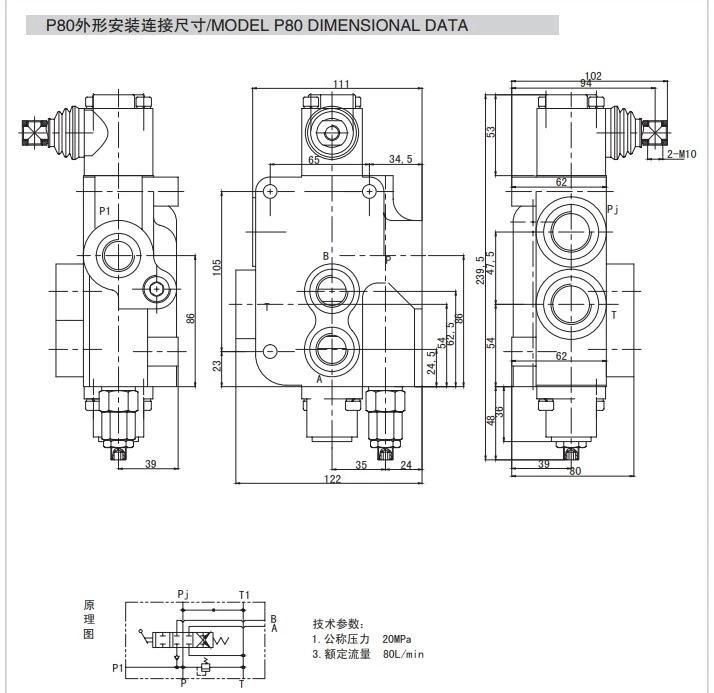 P80 Series Monoblock Hydraulic Directional Control Valve for Construction Machinery