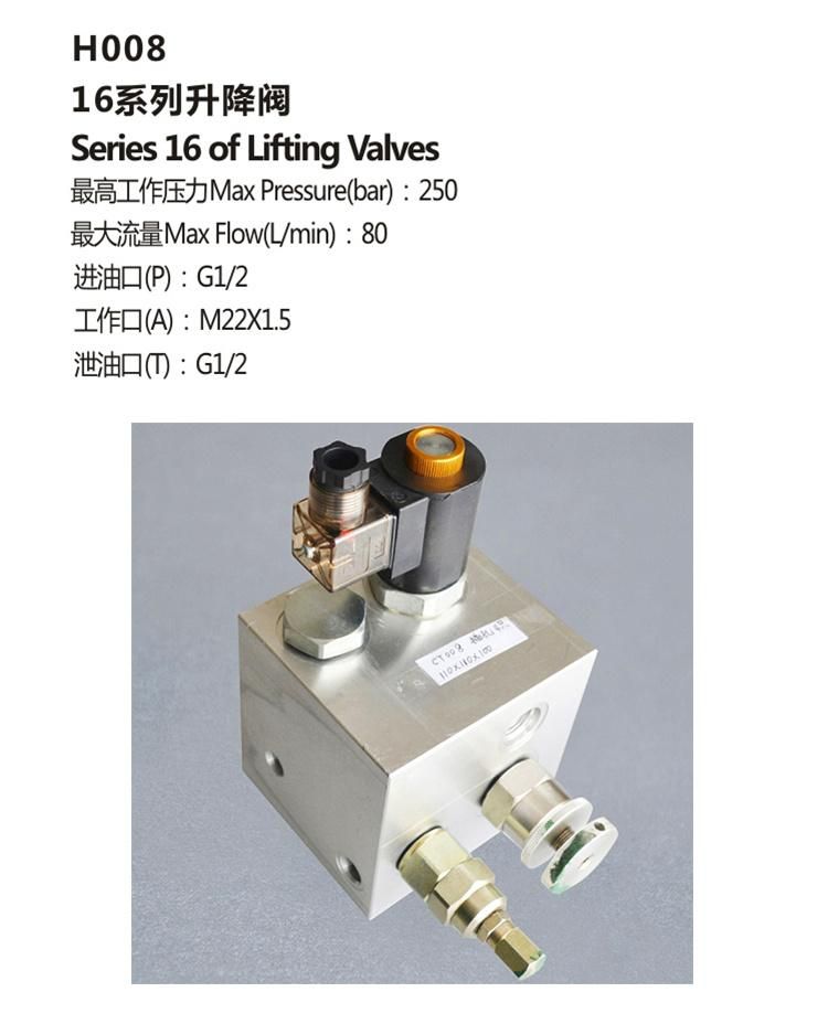 H008 hydraulic solenoid manifold block lifting valve