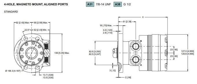 505375A3102aaaeg 375 Ml/R High Torque Low Rpm Hydraulic Motor with SAE 6b Shaft