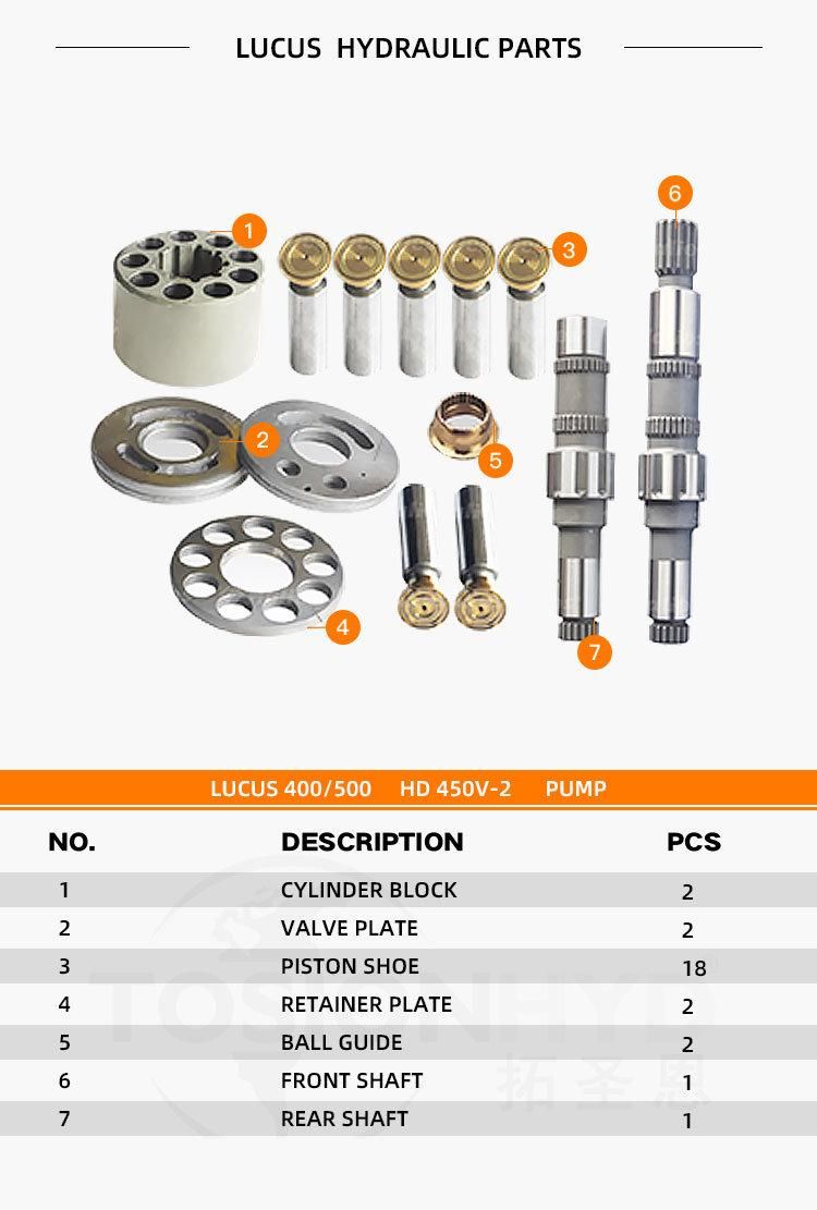 Shibaura Lucus 400/500 HD450V-2 Lucus 400 Lucus400 Lucus500 Hydraulic Pump Parts with Toshiba Spare Repair Kit