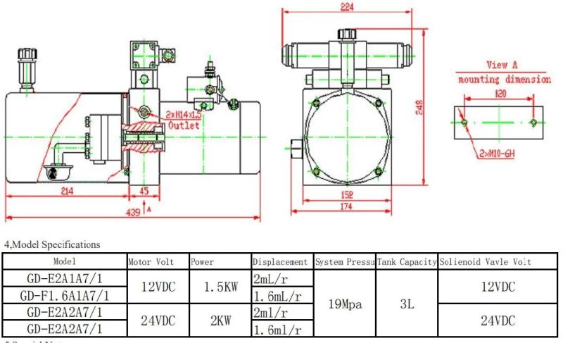 New 240V 2200 Watt 14L Tank Double Acting Car Hoist Hydraulic Power Unit