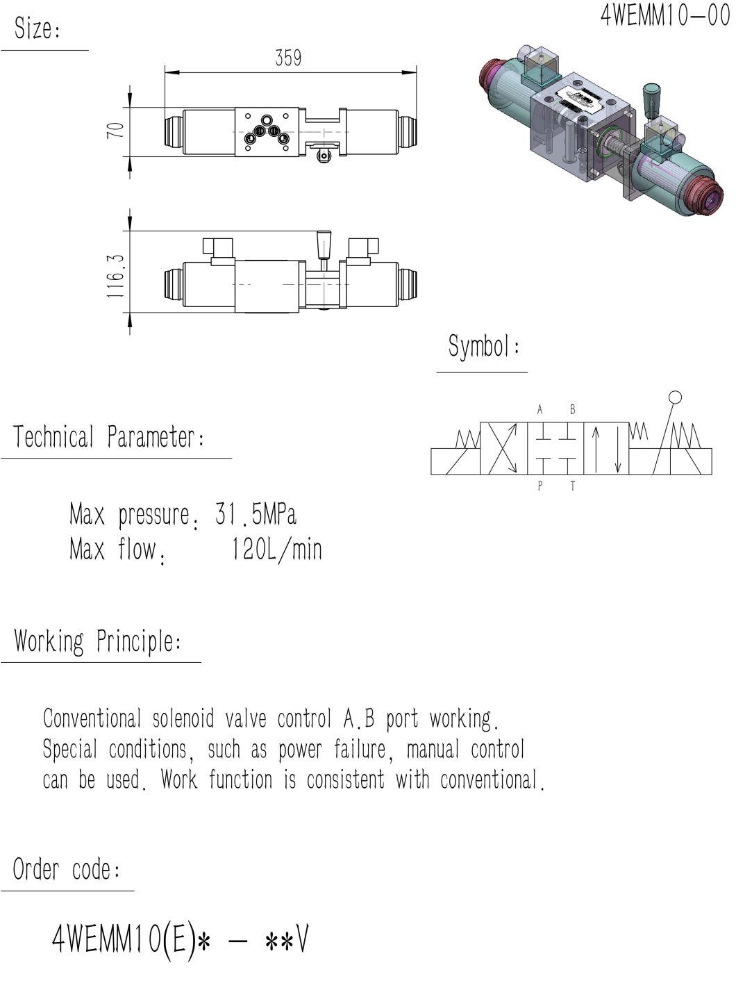 4WEMM10 Hydraulic Solenoid Manual Directional Control Valve