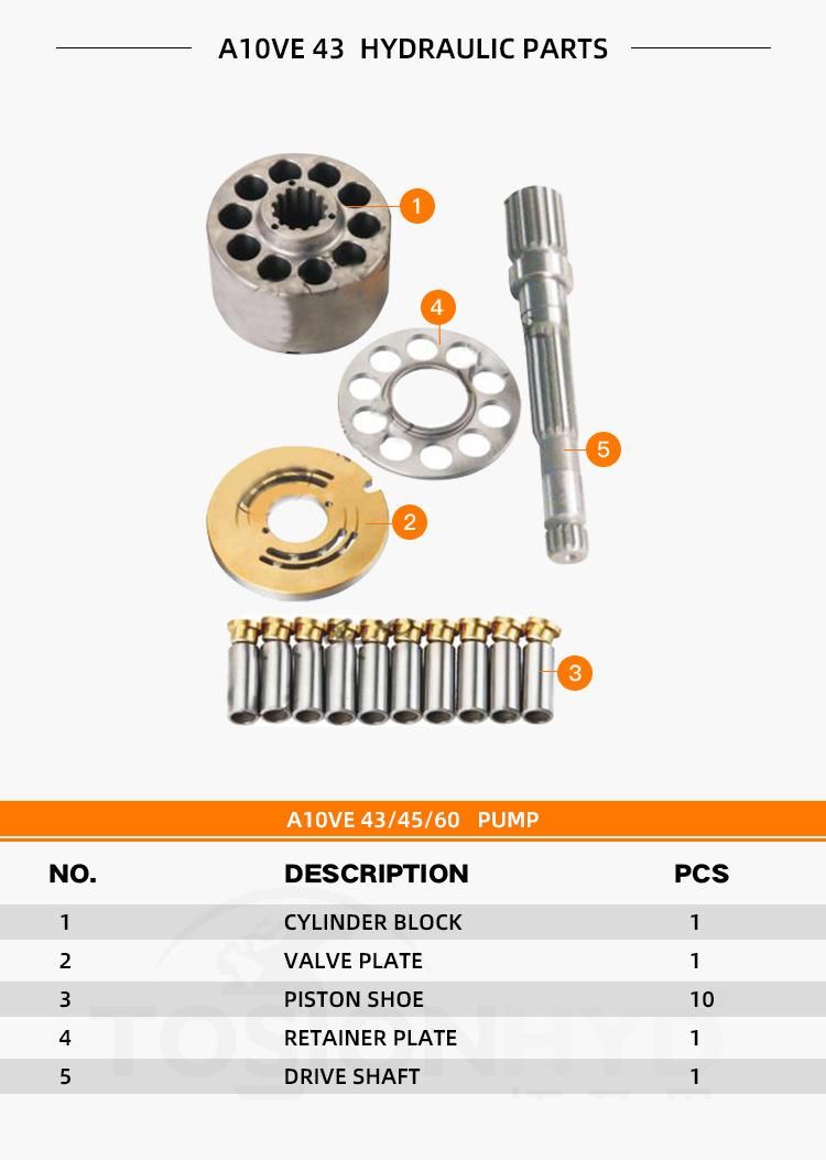 A10vec 60 Hydraulic Pump Parts with Rexroth Spare Repair Kits