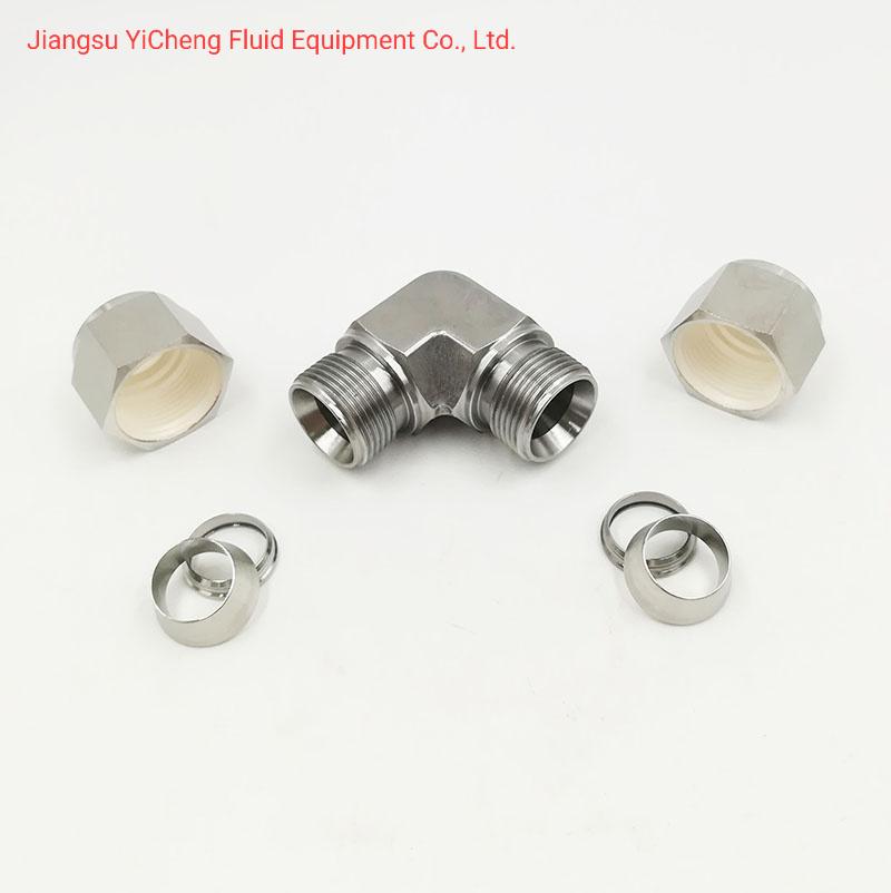 SS304 3000 Psi 1/4 Od Equal Double Ferrule 90degree Elbow Pipe for Hydraulic Tube Fittings