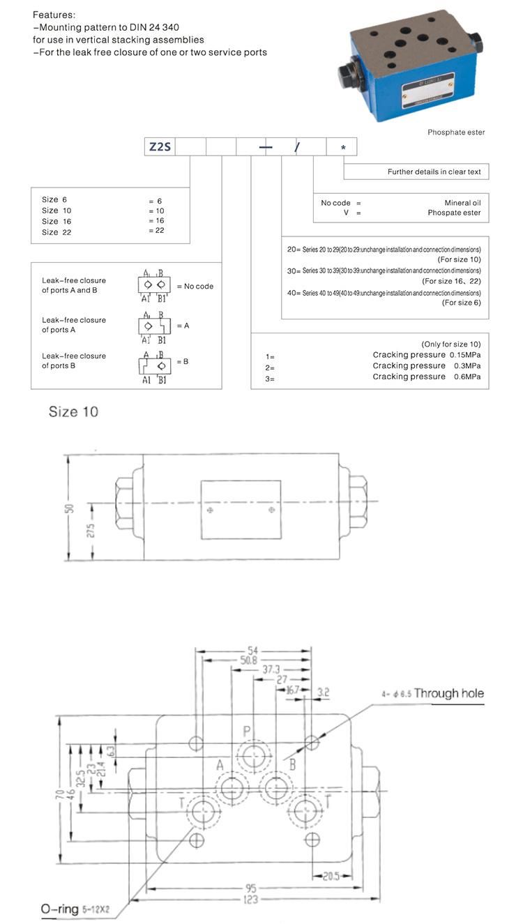 Z2S16 Hydraulic Rexroth type one way pilot operated check valve