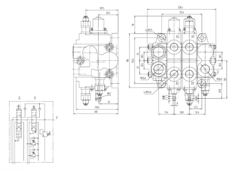 Hydraulic Multi-Way Directional Flow Control Valve Dl27-E20L